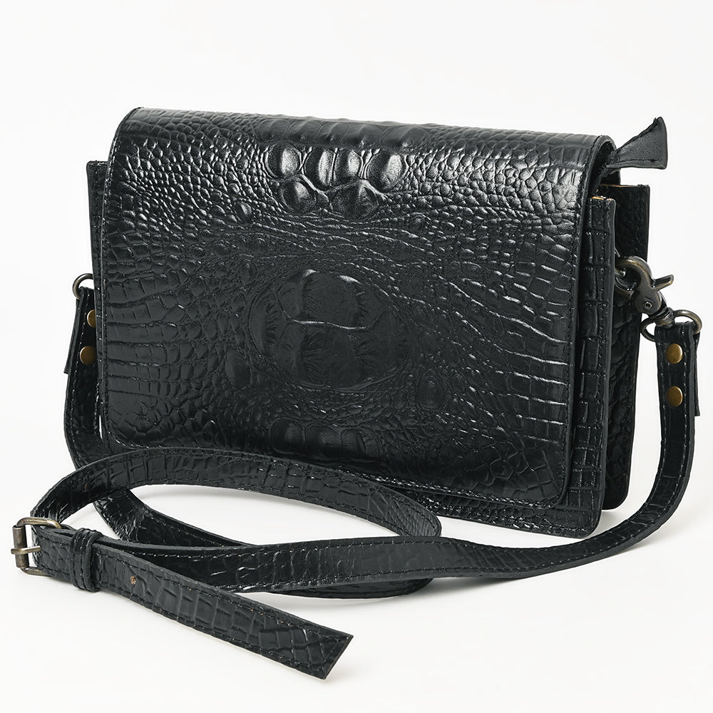 ADBG1193 American Darling Western Crossbody Bag Crocodile Embossed Genuine Leather