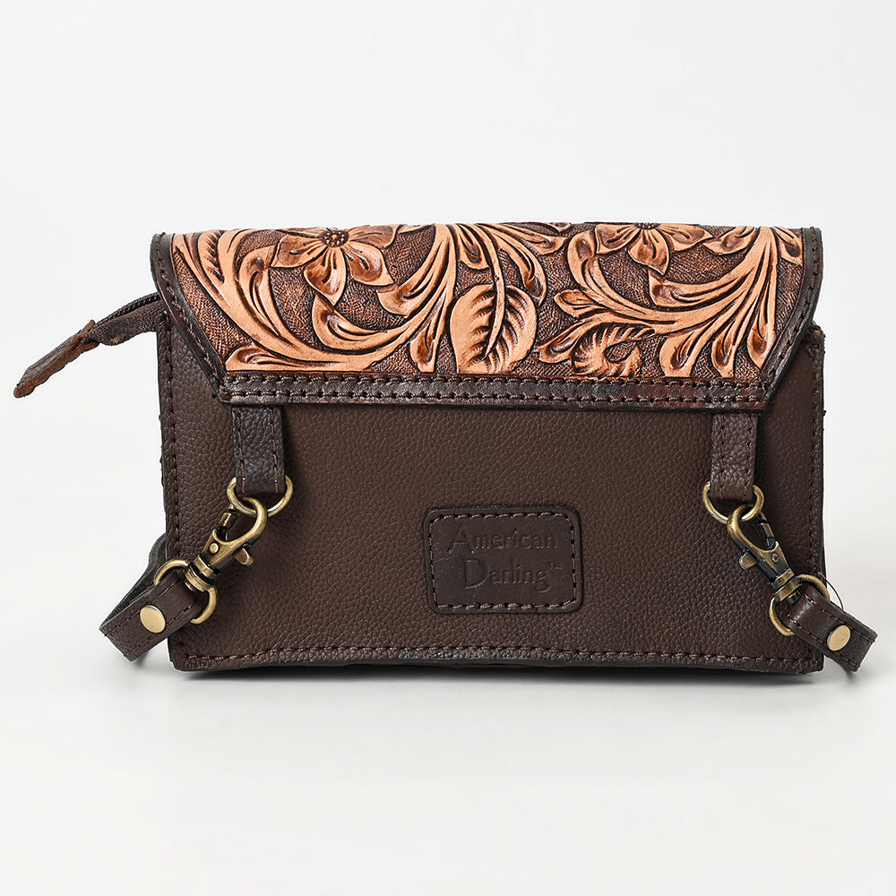 ADBGA563 Hand-Tooled Genuine Leather Clutch Bag Western Floral Design