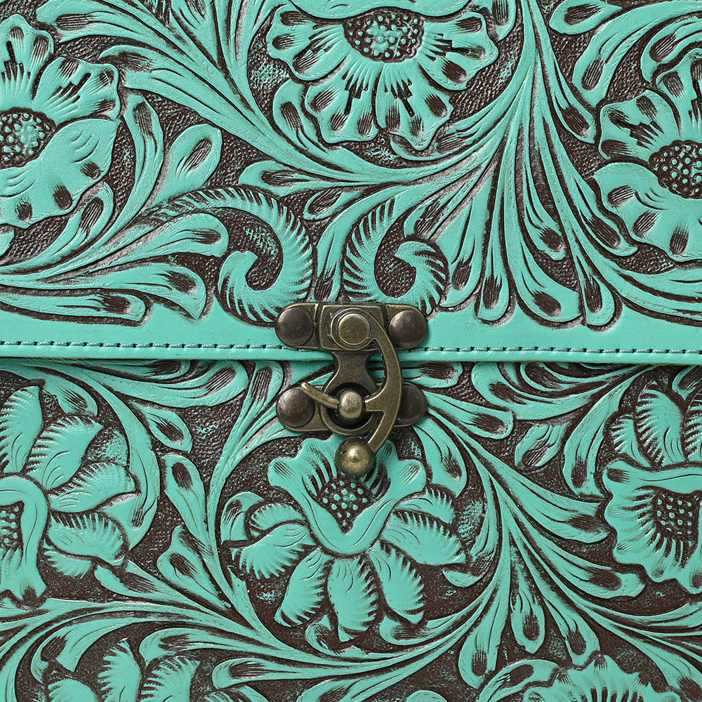 ADBGZ839 Natural Hand-Tooled Leather Briefcase Bag - Western Vintage Organizer