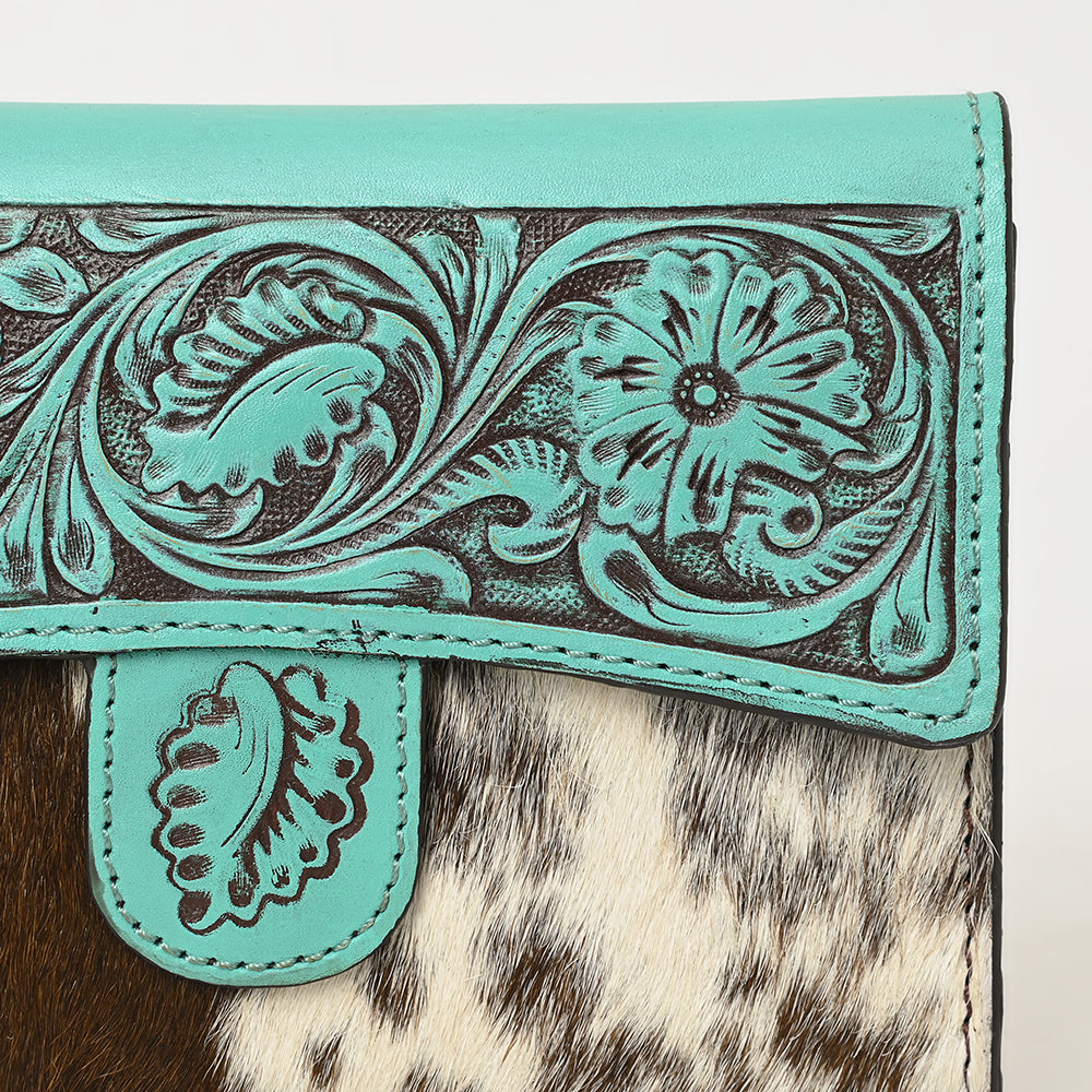 ADBGZ842 Hand-Tooled Leather & Cowhide Western Wallet Clutch American Darling