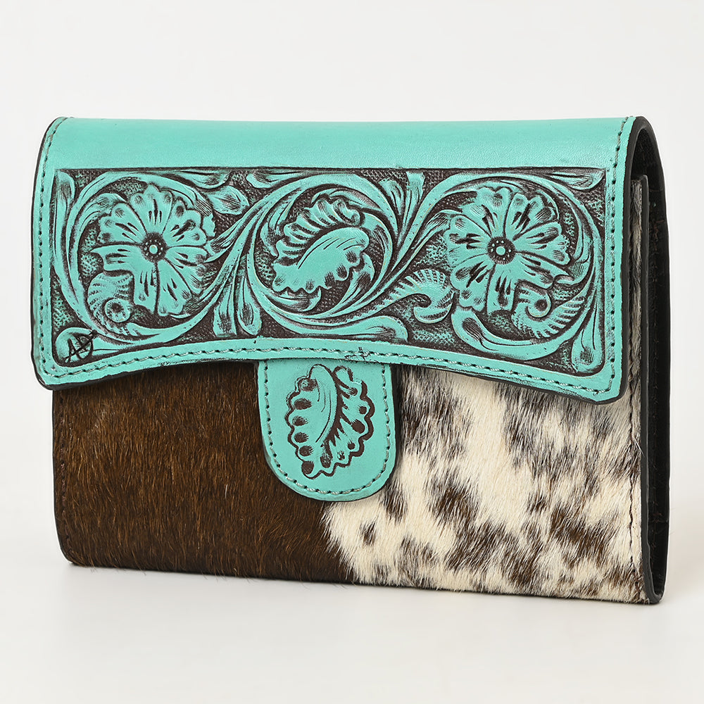 ADBGZ842 Hand-Tooled Leather & Cowhide Western Wallet Clutch American Darling
