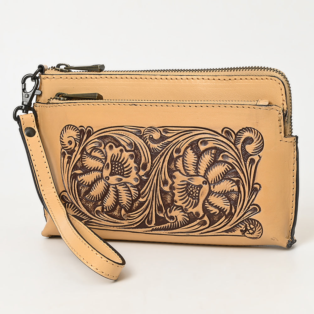 ADBGZ844 Hand-Tooled Genuine Leather Wristlet Wallet American Darling