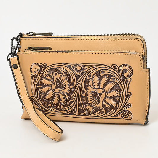 ADBGZ844 Hand-Tooled Genuine Leather Wristlet Wallet American Darling