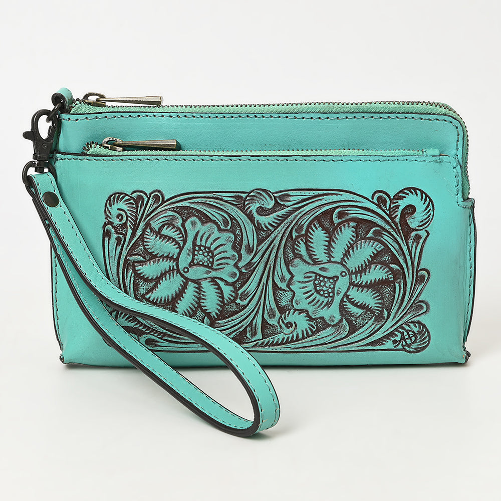 ADBGZ844 Hand-Tooled Genuine Leather Wristlet Wallet American Darling