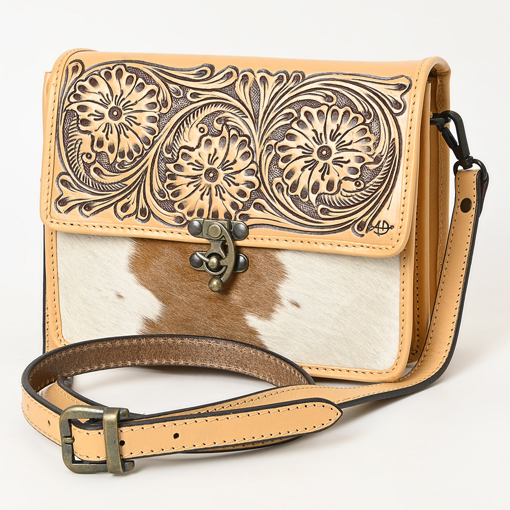 ADBGZ847 Western Cowhide & Hand-Tooled Leather Crossbody Bag American Darling