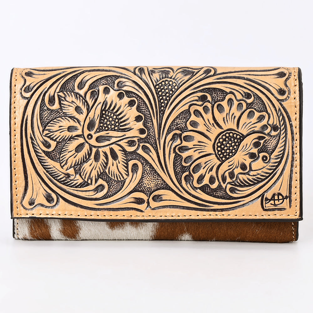 ADBGZ848 Hand-Tooled Leather & Cowhide Women Western Wallet American Darling