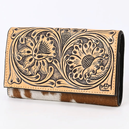 ADBGZ848 Hand-Tooled Leather & Cowhide Women Western Wallet American Darling
