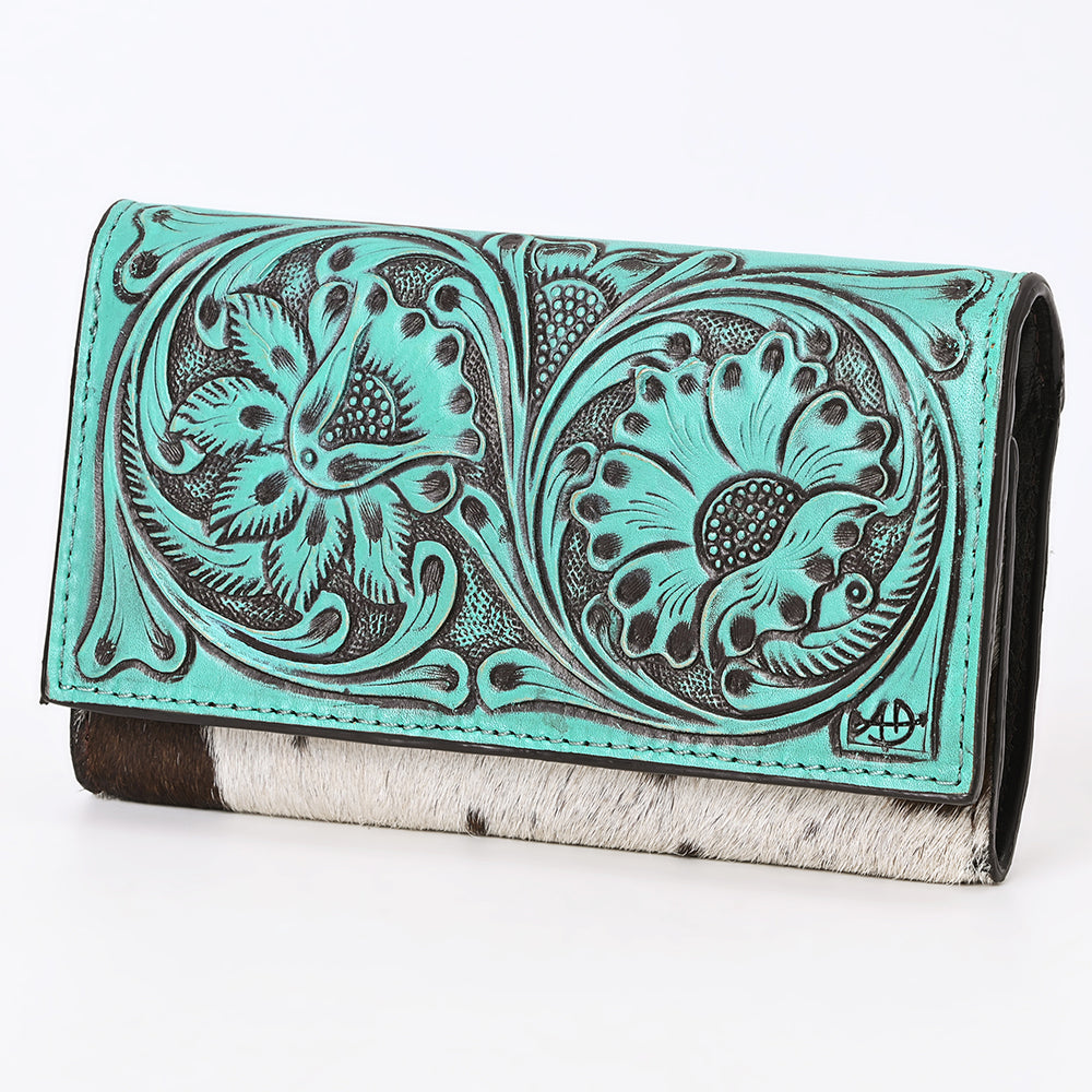 ADBGZ848 Hand-Tooled Leather & Cowhide Women Western Wallet American Darling