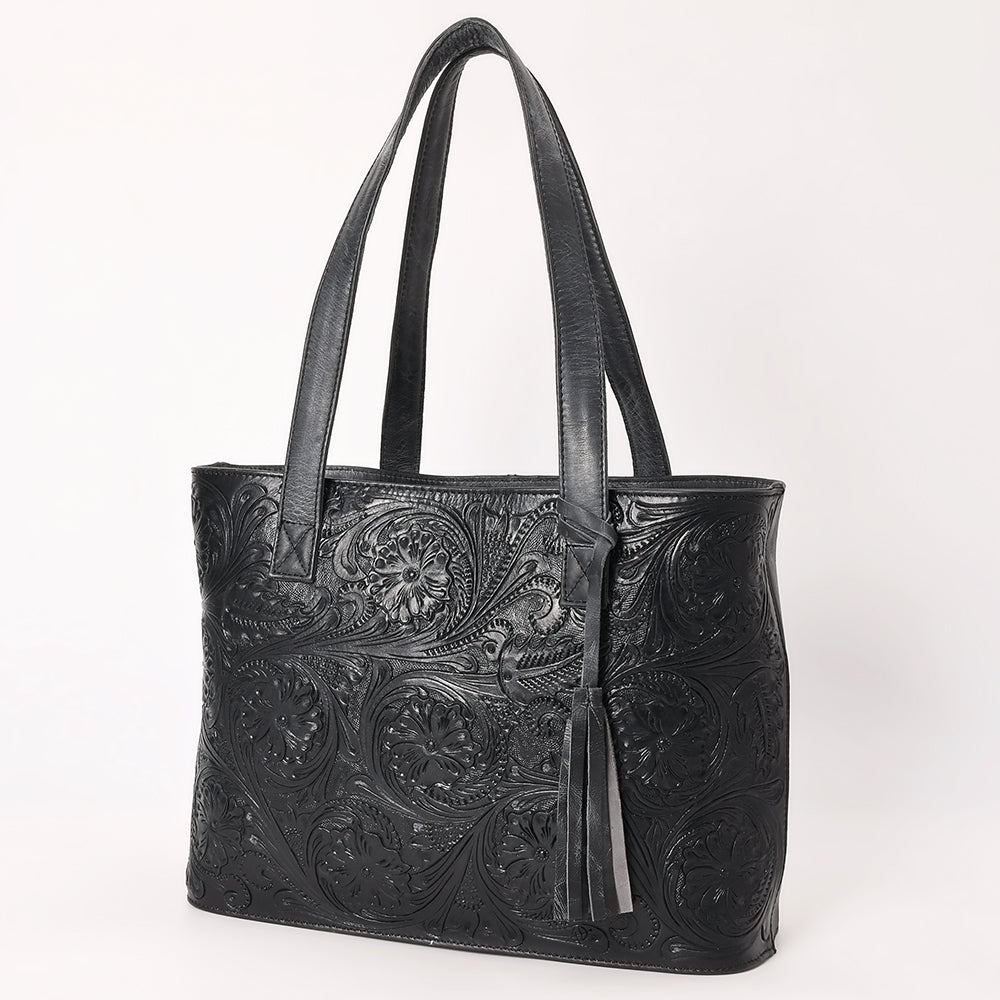 ADBGZ851 Black Hand-Tooled Leather Tote Bag American Darling