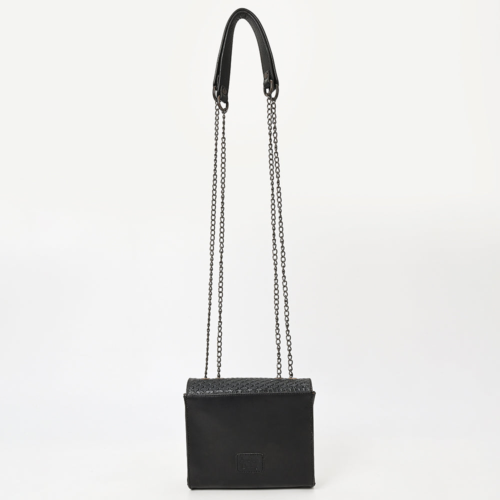 ADBGZ852 Black Tooled Leather Chain Crossbody Bag American Darling