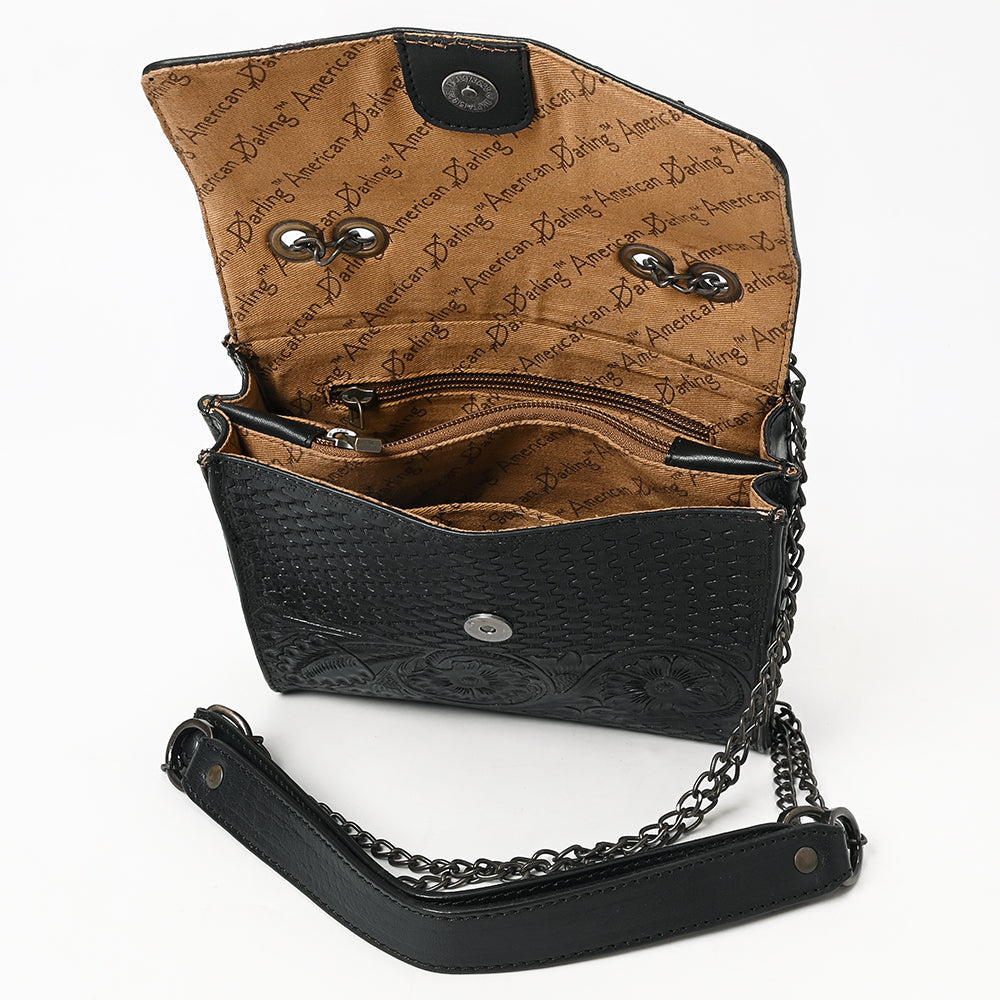 ADBGZ852 Black Tooled Leather Chain Crossbody Bag American Darling