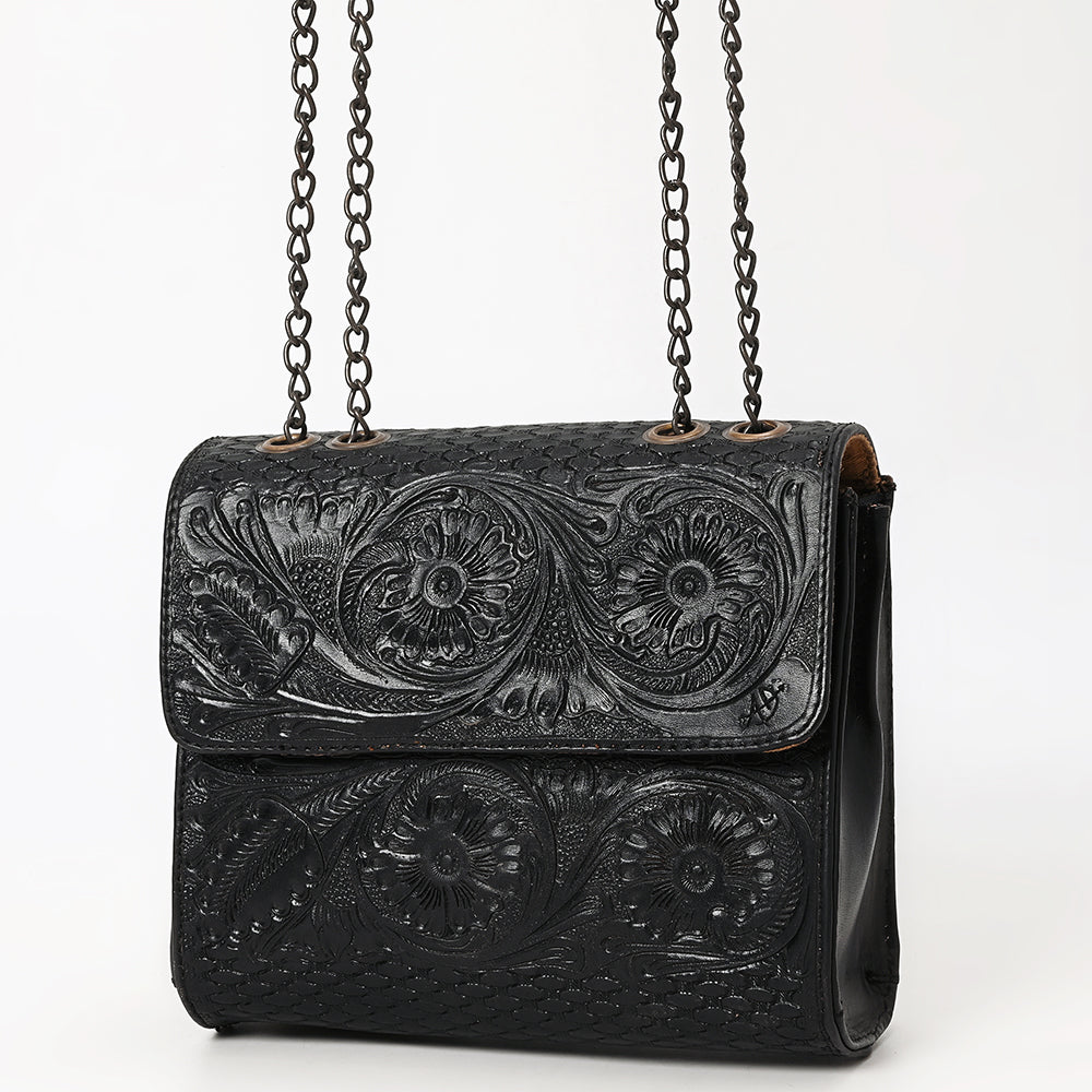 ADBGZ852 Black Tooled Leather Chain Crossbody Bag American Darling