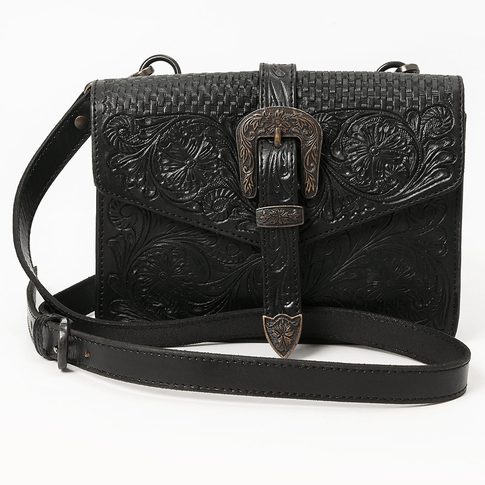 LC-ADBGZ853 Black Tooled Leather Buckle Briefcase Bag American Darling