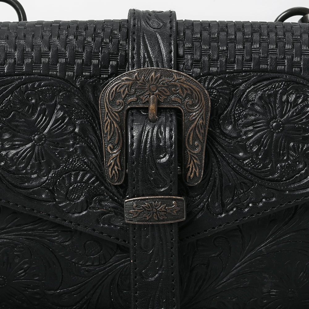 LC-ADBGZ853 Black Tooled Leather Buckle Briefcase Bag American Darling