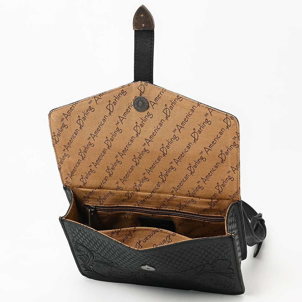 LC-ADBGZ853 Black Tooled Leather Buckle Briefcase Bag American Darling