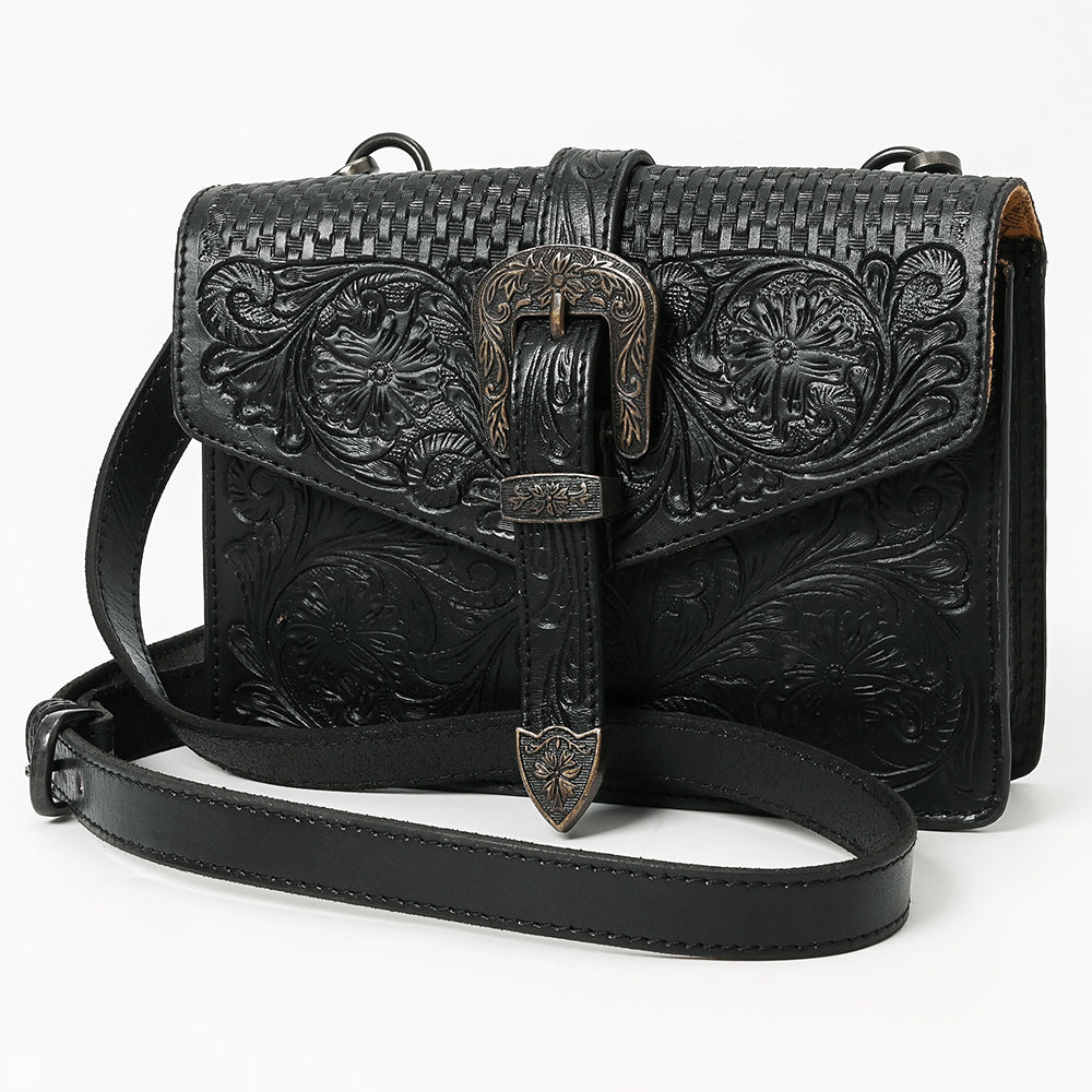 LC-ADBGZ853 Black Tooled Leather Buckle Briefcase Bag American Darling