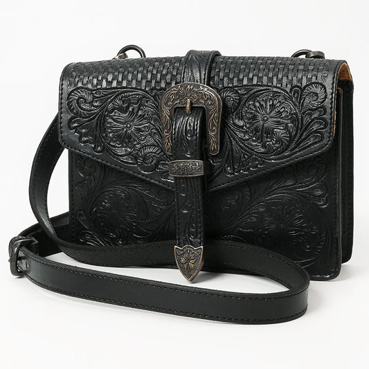 LC-ADBGZ853 Black Tooled Leather Buckle Briefcase Bag American Darling