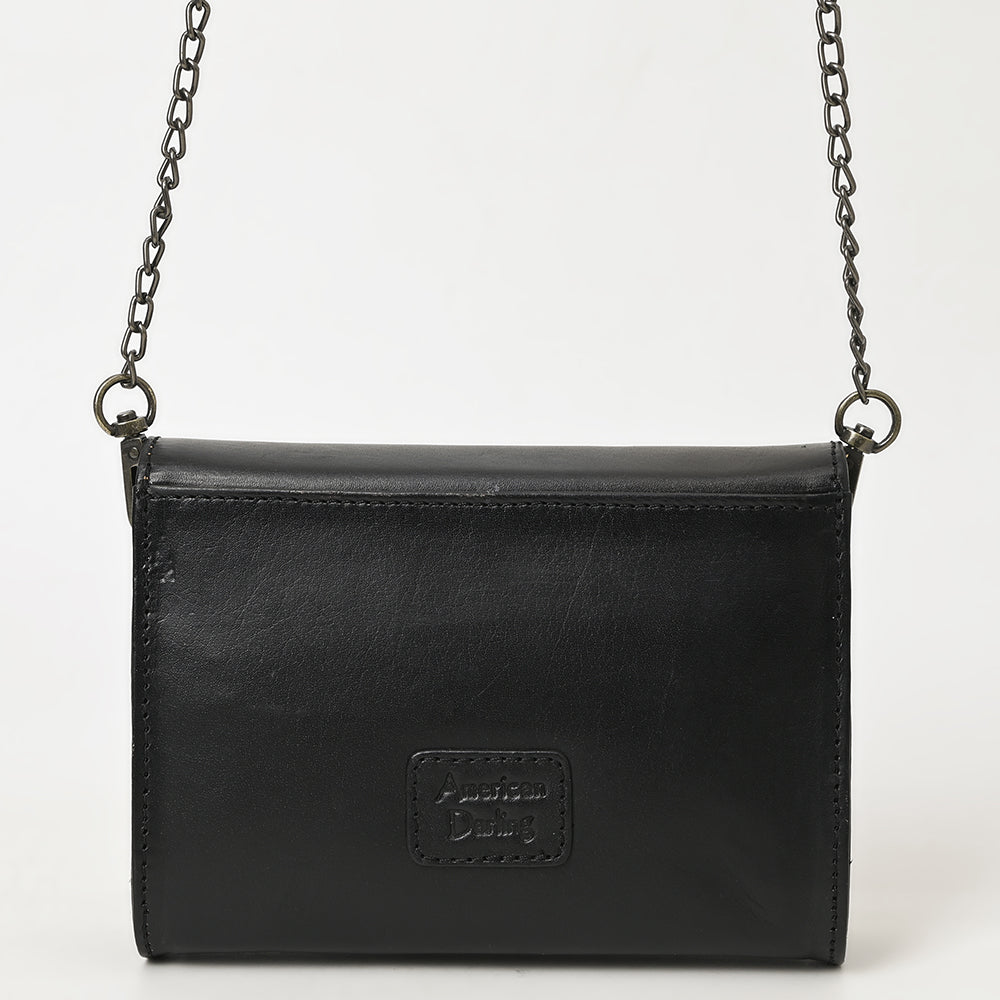 ADBGZ855 Black Tooled Leather Crossbody with Chain Strap American Darling