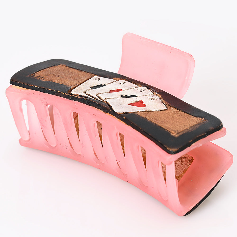 ADHC103 Poker Pink Hand Hair Band Clip Clutcher - Four Aces Leather Design by American Darling