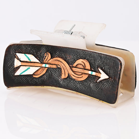ADHC111 Hand-Tooled Leather Arrow Hair Band Clip Clutcher - Western Warrior | American Darling
