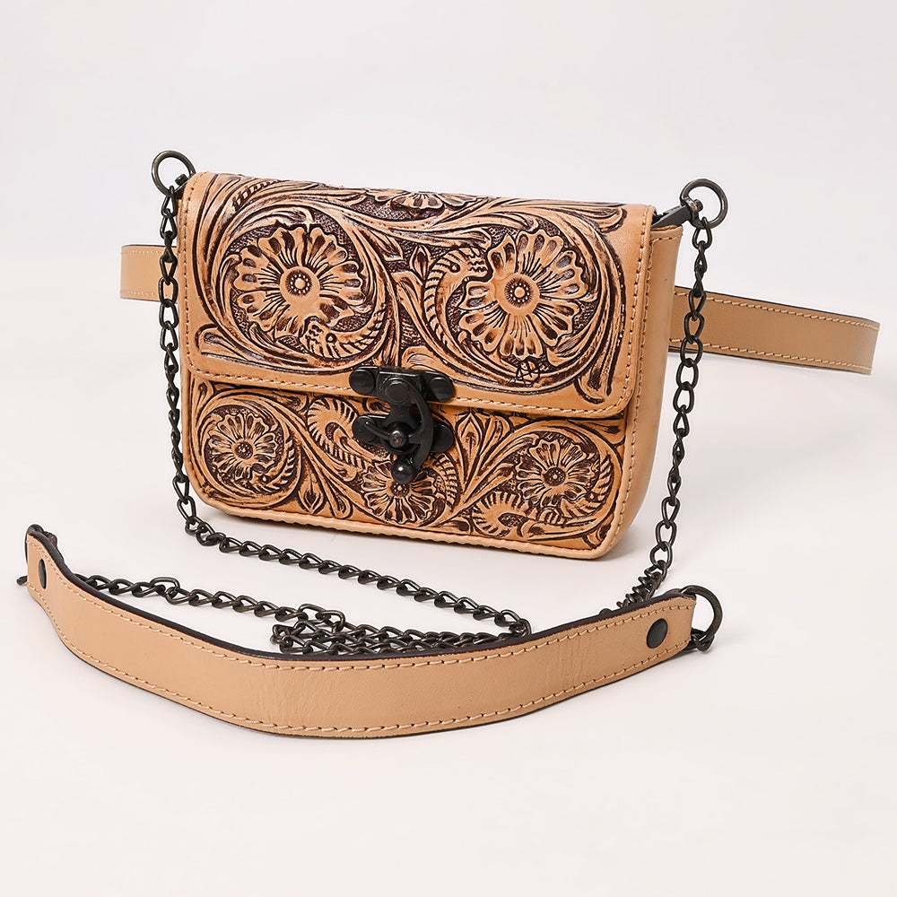 ADBGZ858 Tan Tooled Leather Convertible Belt Bag American Darling