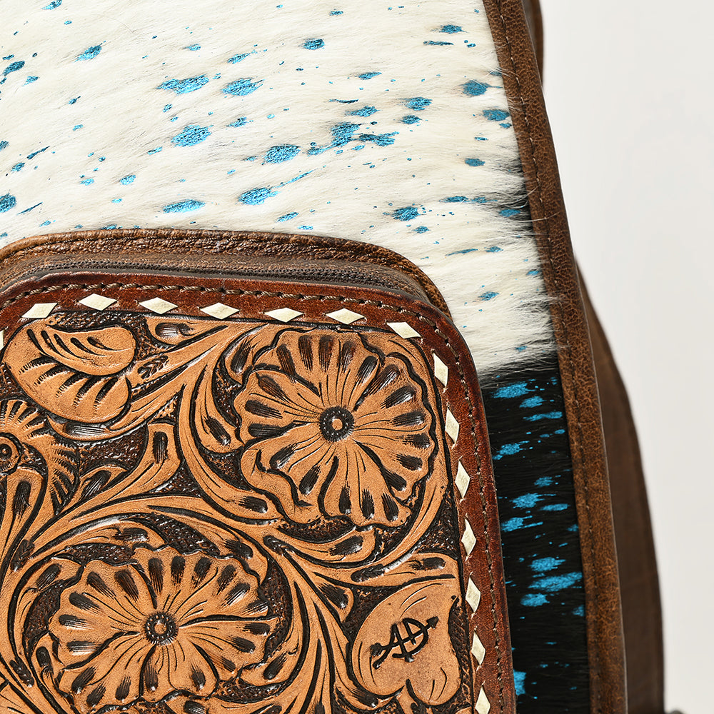 ADBG1146 American Darling Floral Hand Tooled Bag -Hair on Cowhide Sling