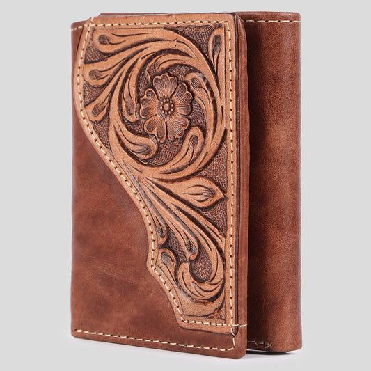 BEBGM177-Western Leather Trifold Wallet