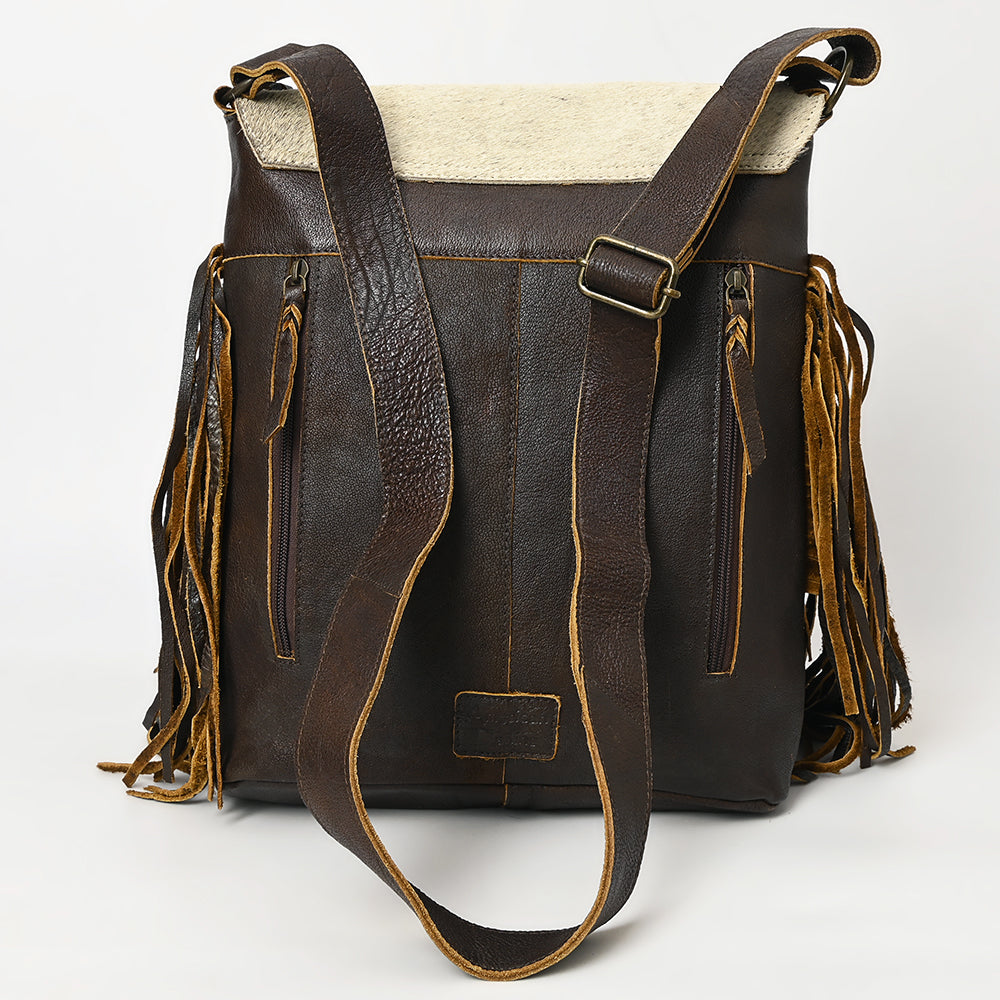 ADBGM416 Engraved Designed Hair-On Fringe Messenger Bag with Braided Trim - American Darling