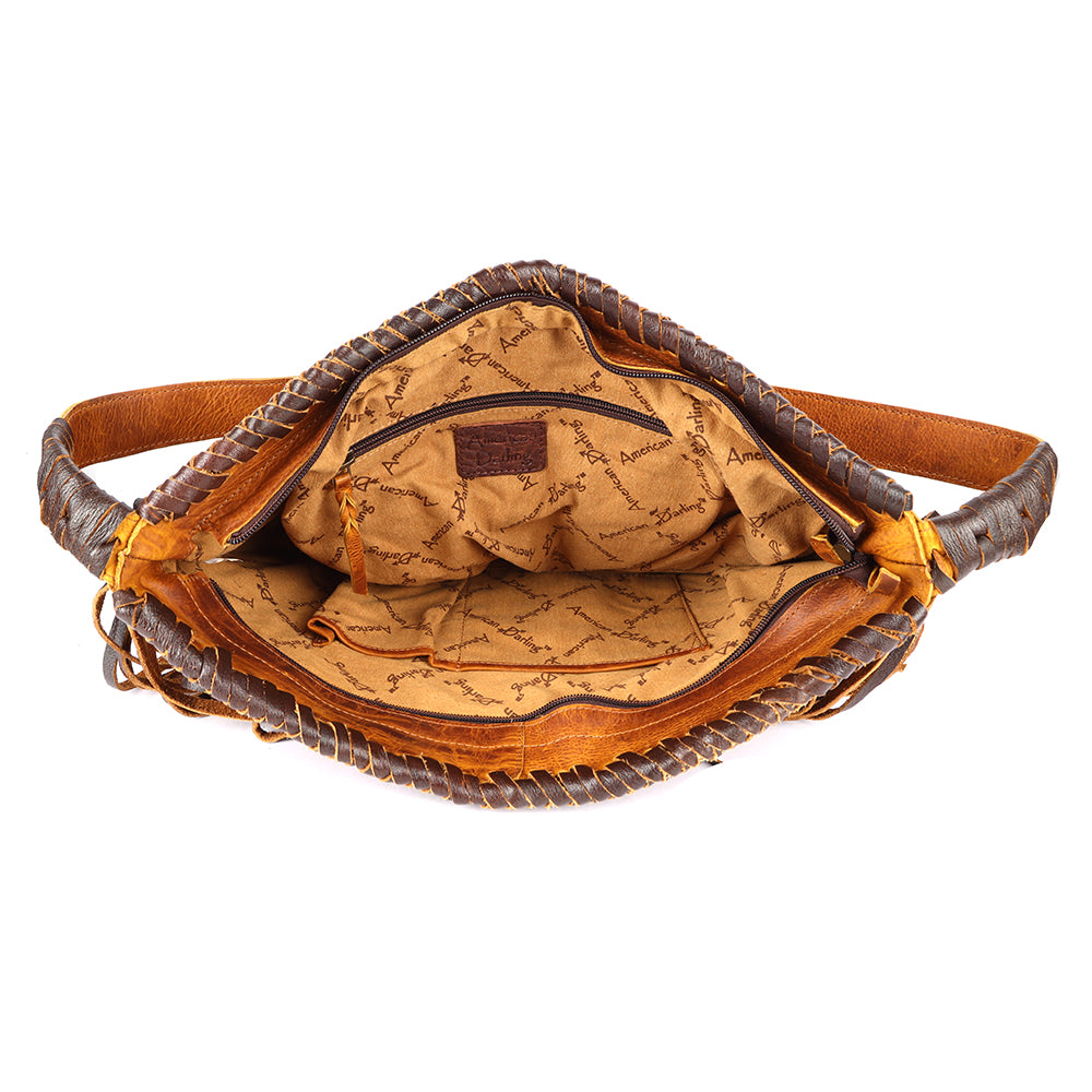 ADBGM422 Thunderbird Leather Hobo Bag with Fringe & Concho Accents - American Darling