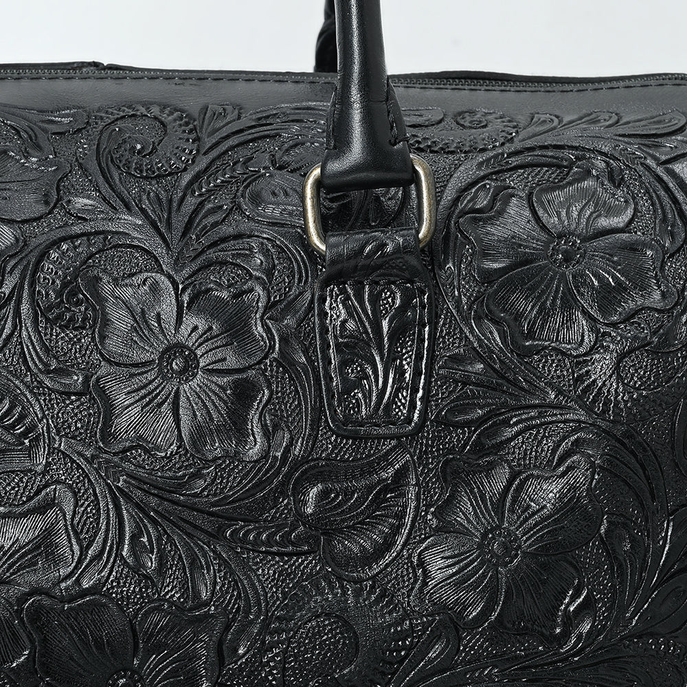 ADBG1483 American Darling Hand-Tooled Leather Duffel Bag - Floral Carved Travel Carryall
