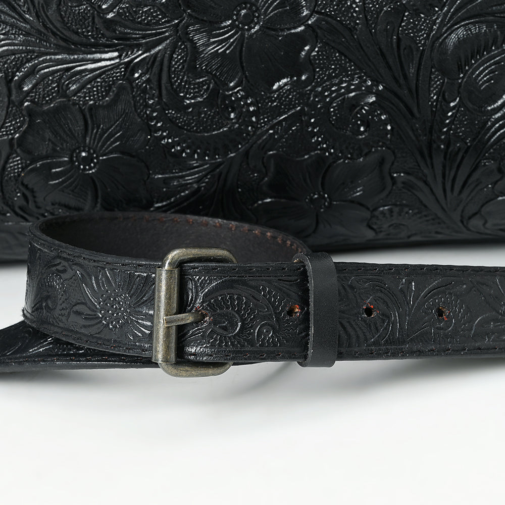 ADBG1483 American Darling Hand-Tooled Leather Duffel Bag - Floral Carved Travel Carryall