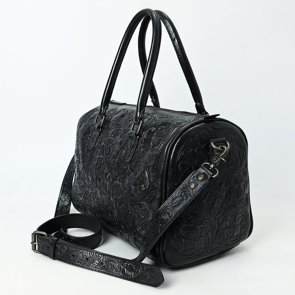 ADBG1483 American Darling Hand-Tooled Leather Duffel Bag - Floral Carved Travel Carryall