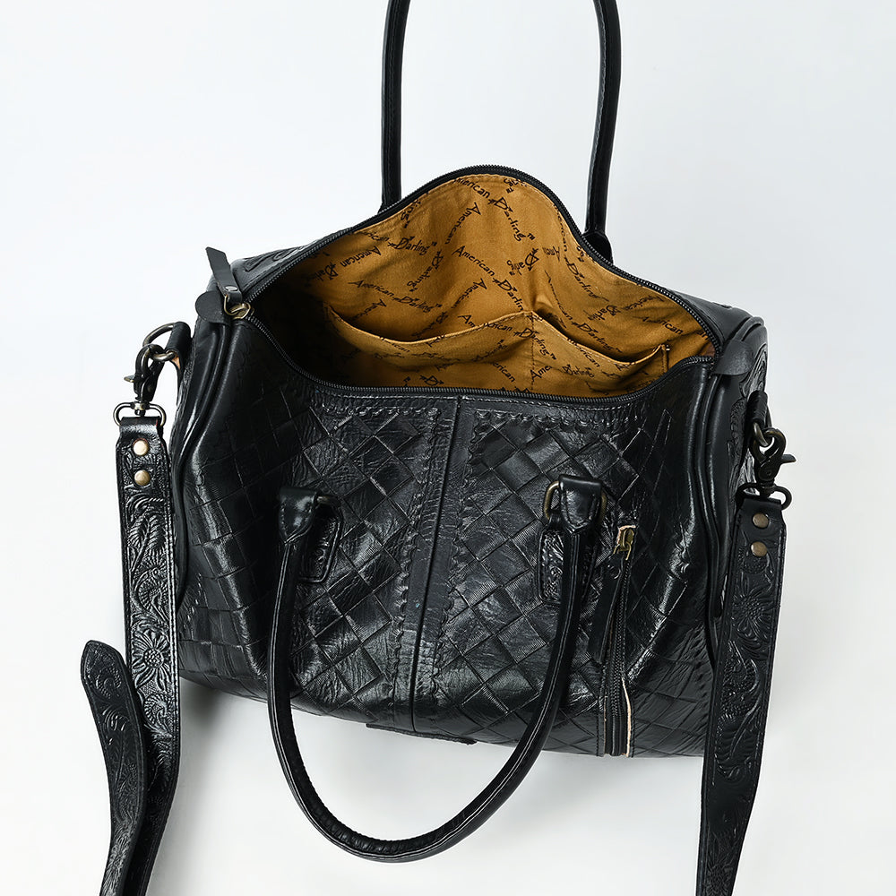 ADBG1483 American Darling Hand-Tooled Leather Duffel Bag - Floral Carved Travel Carryall