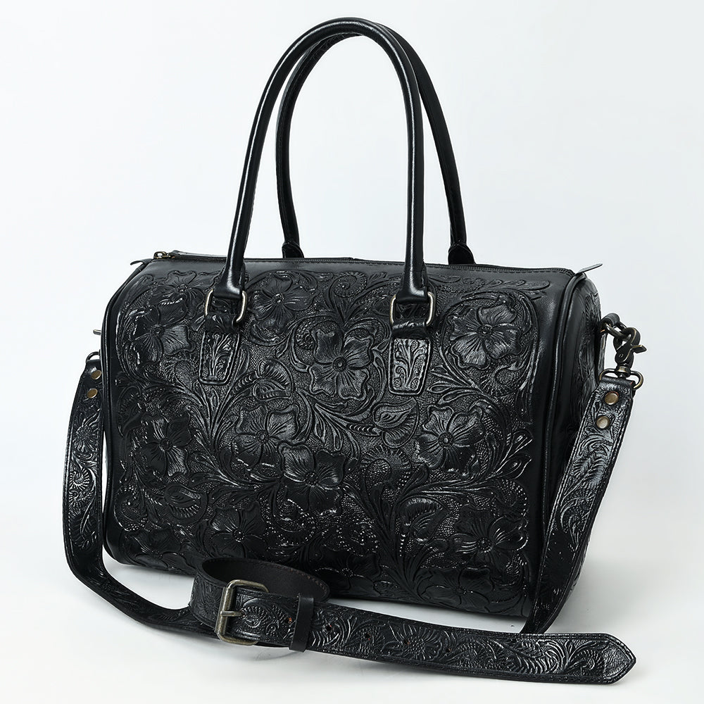 ADBG1483 American Darling Hand-Tooled Leather Duffel Bag - Floral Carved Travel Carryall