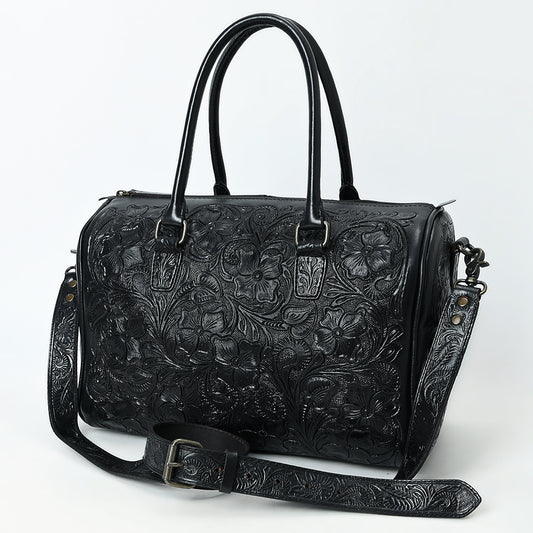 ADBG1483 American Darling Hand-Tooled Leather Duffel Bag - Floral Carved Travel Carryall
