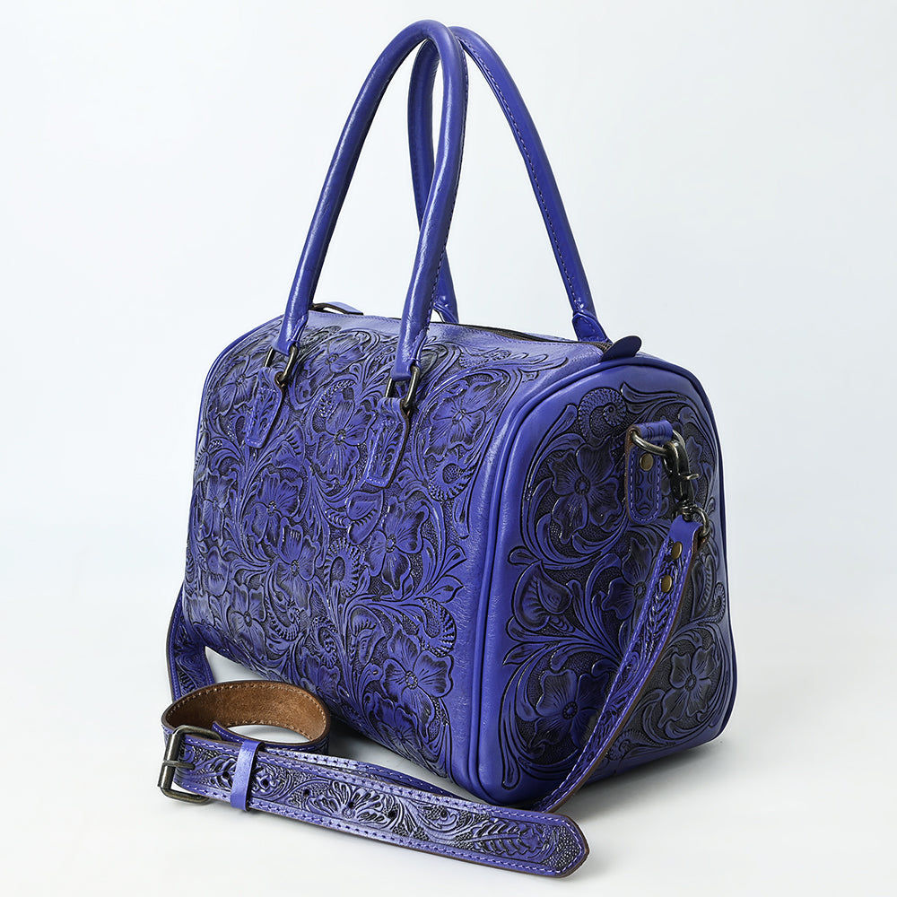 ADBG1483 American Darling Hand-Tooled Leather Duffel Bag - Floral Carved Travel Carryall
