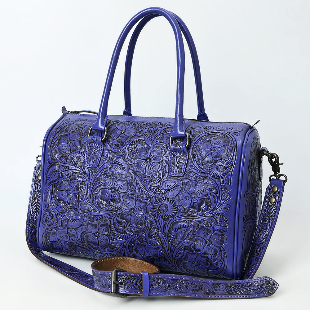 ADBG1483 American Darling Hand-Tooled Leather Duffel Bag - Floral Carved Travel Carryall