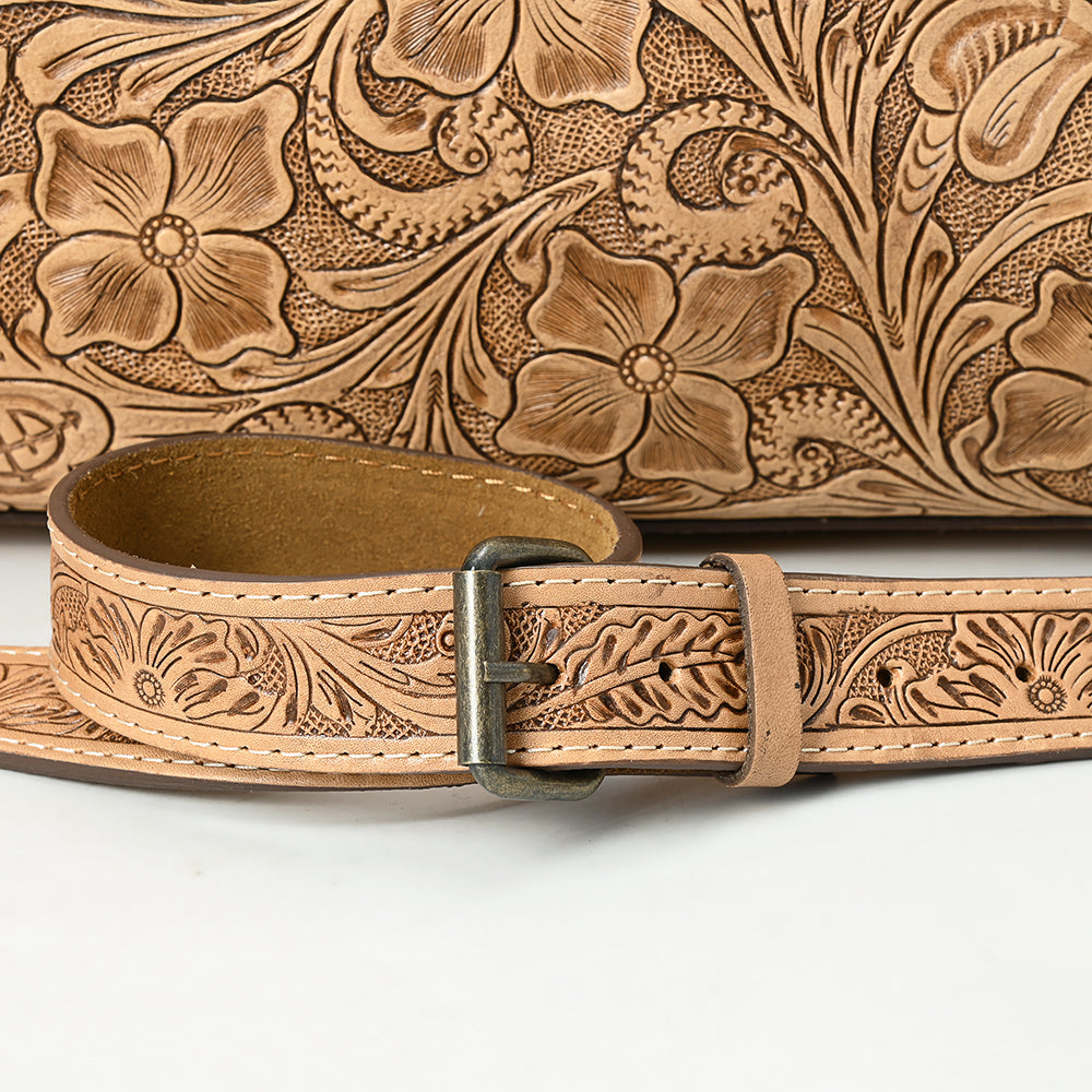 ADBG1483 American Darling Hand-Tooled Leather Duffel Bag - Floral Carved Travel Carryall