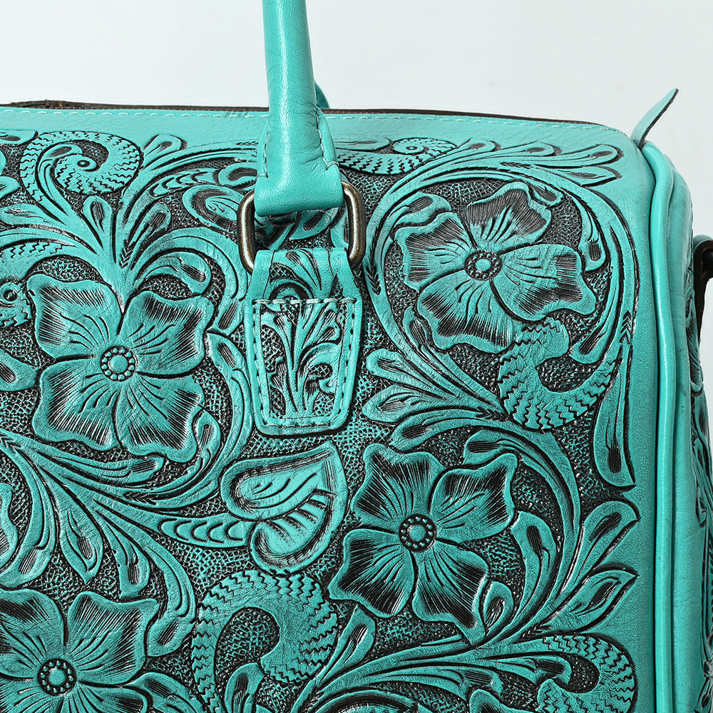 ADBG1483 American Darling Hand-Tooled Leather Duffel Bag - Floral Carved Travel Carryall
