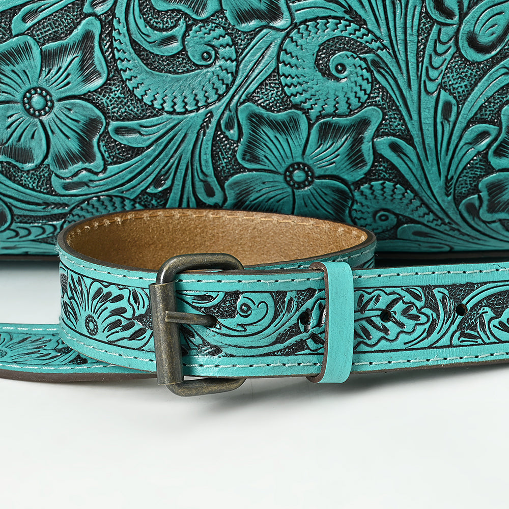 ADBG1483 American Darling Hand-Tooled Leather Duffel Bag - Floral Carved Travel Carryall