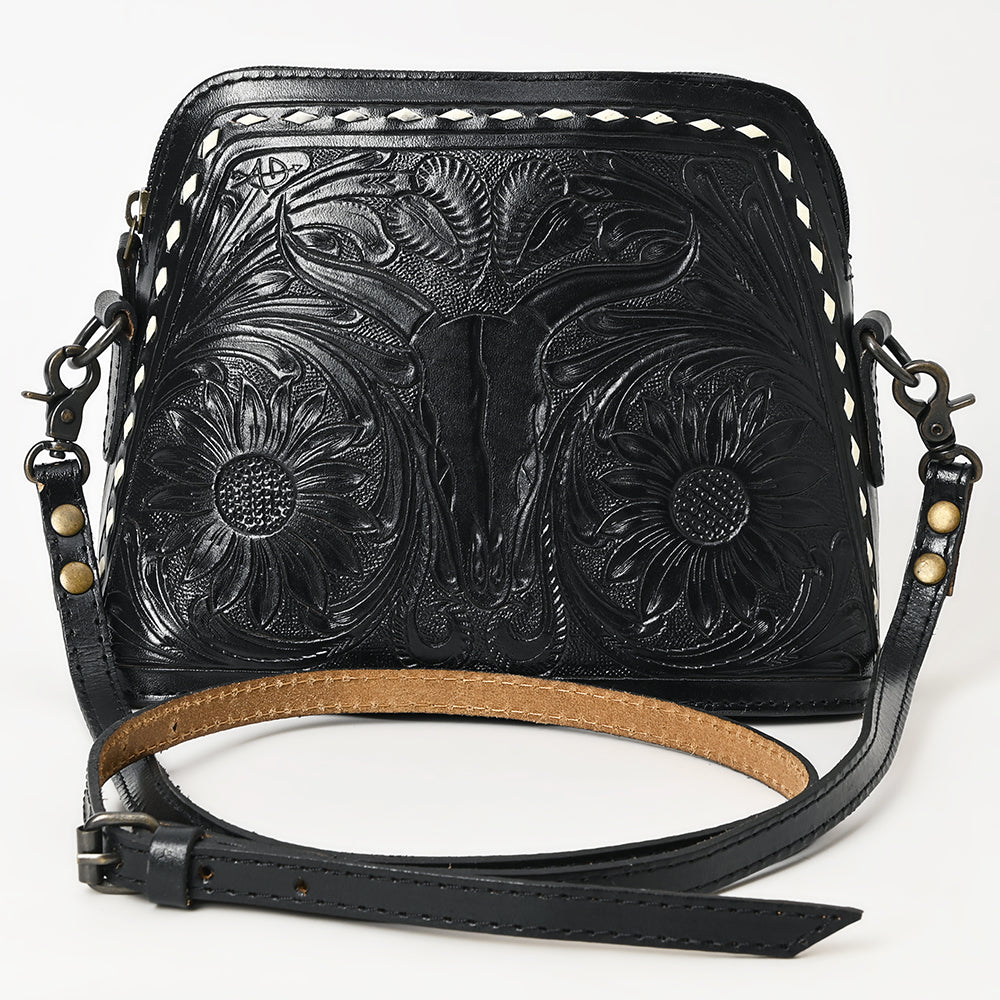 ADBG769 Western Tooled Leather Crossbody with Longhorn Design American Darling