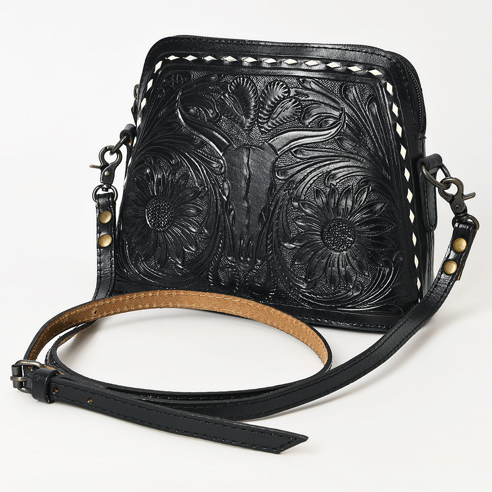 ADBG769 Western Tooled Leather Crossbody with Longhorn Design American Darling