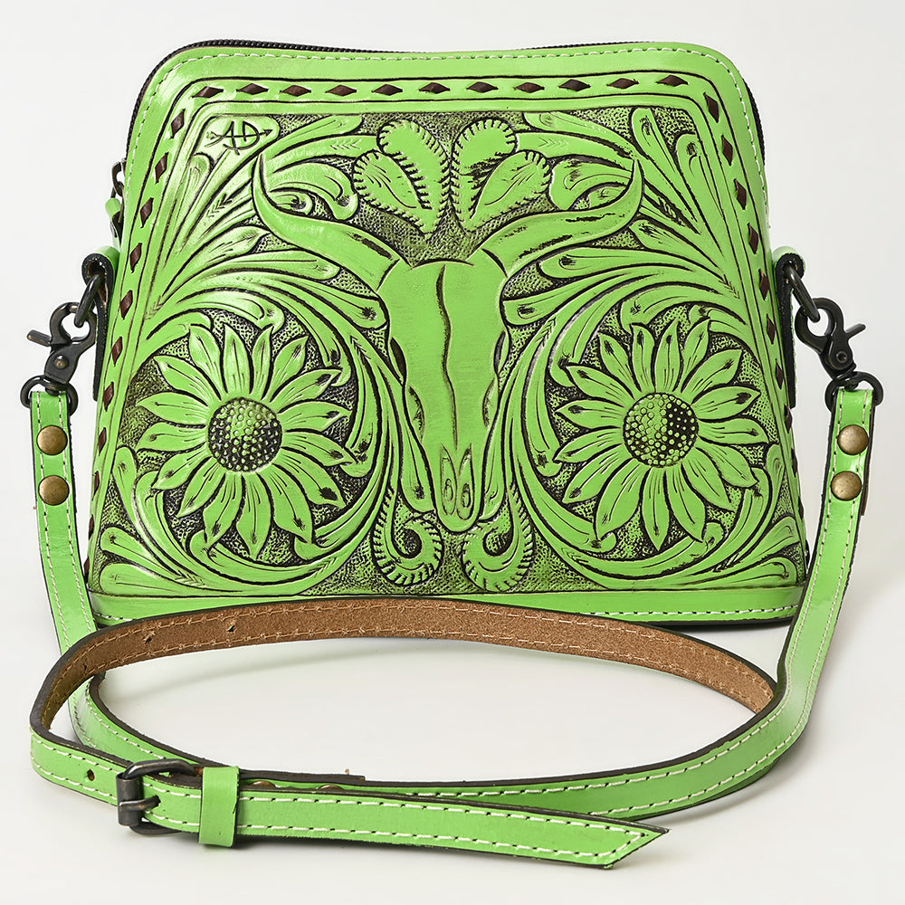 ADBG769 Western Tooled Leather Crossbody with Longhorn Design American Darling
