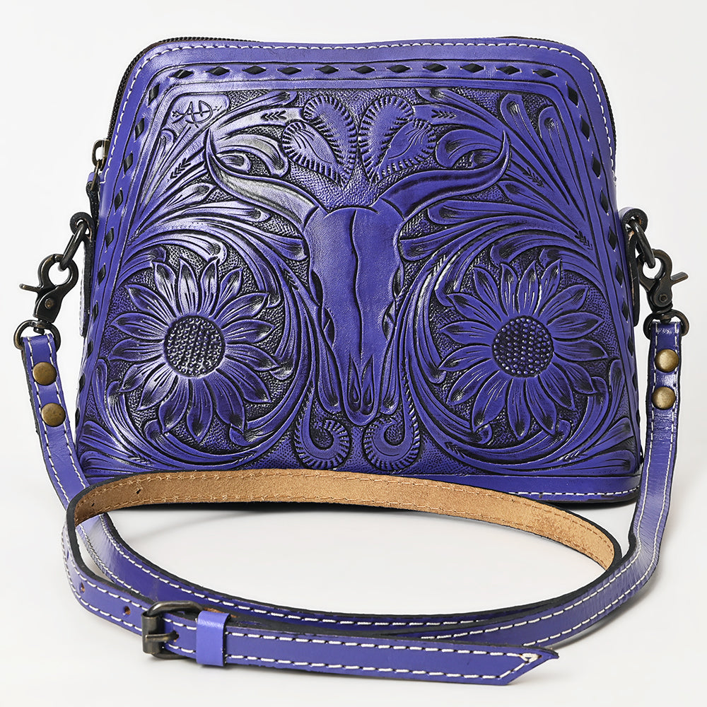 ADBG769 Western Tooled Leather Crossbody with Longhorn Design American Darling