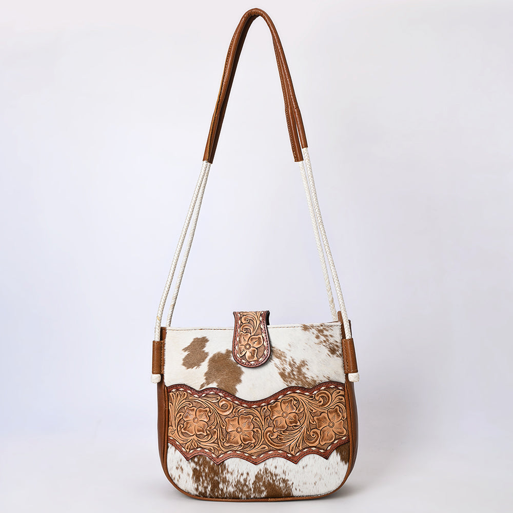 ADBG1485 American Darling Cowhide Crossbody Bag - Hand-Tooled Leather Saddle Purse
