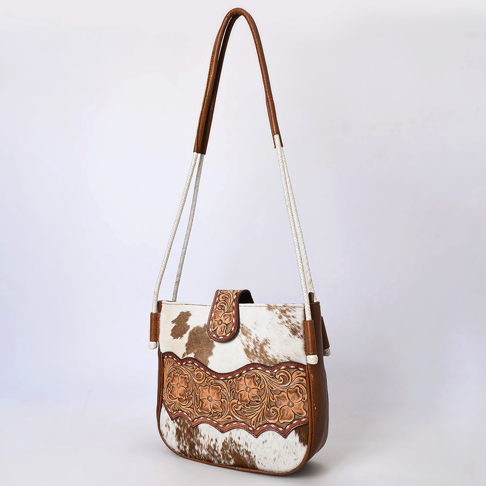 ADBG1485 American Darling Cowhide Crossbody Bag - Hand-Tooled Leather Saddle Purse