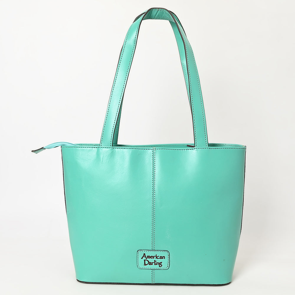 ADBGZ837 Hand-Tooled Leather Tote Bag - Western Floral Statement