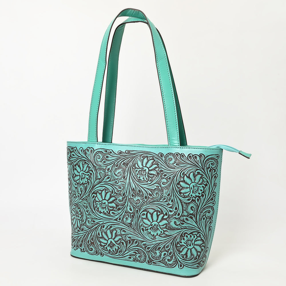 ADBGZ837 Hand-Tooled Leather Tote Bag - Western Floral Statement