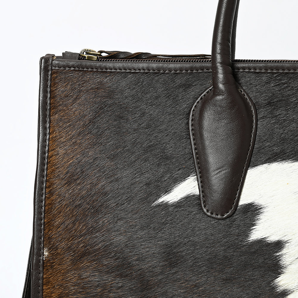 ADBGM428 Hair-On Cowhide Leather Tote Bag with Structured Handles - American Darling