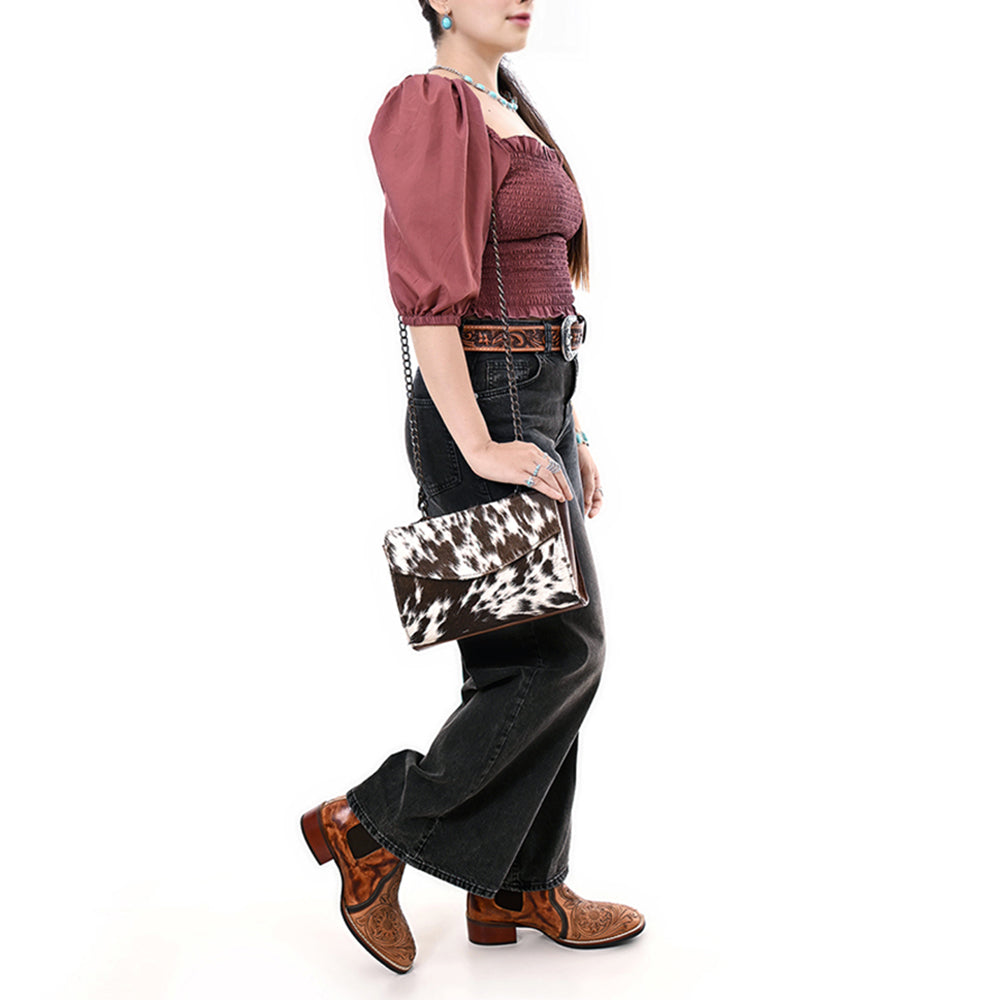 ADBG1489 American Darling Hair-On Cowhide Envelop Bag - Genuine Leather Western Crossbody Purse